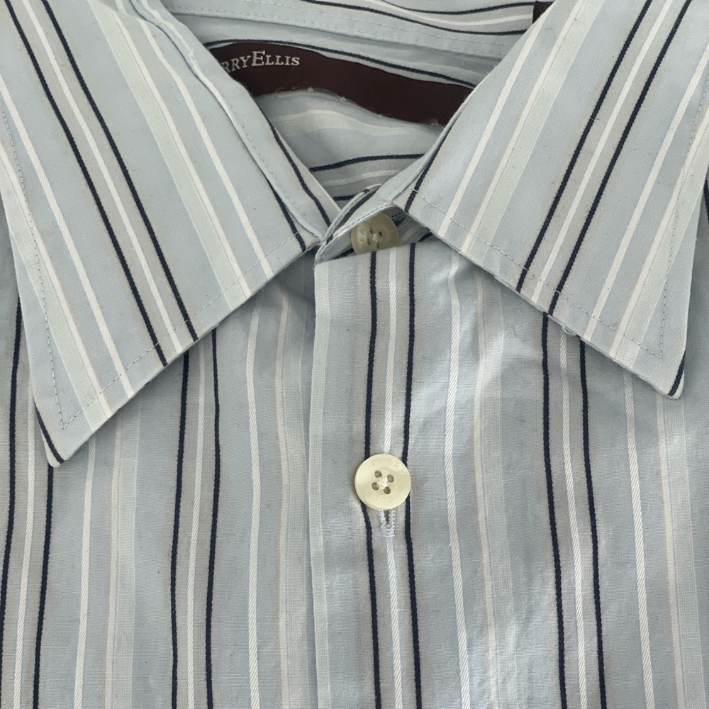 NEW, Perry Ellis, Blue & White Button Down Shirt, XXL